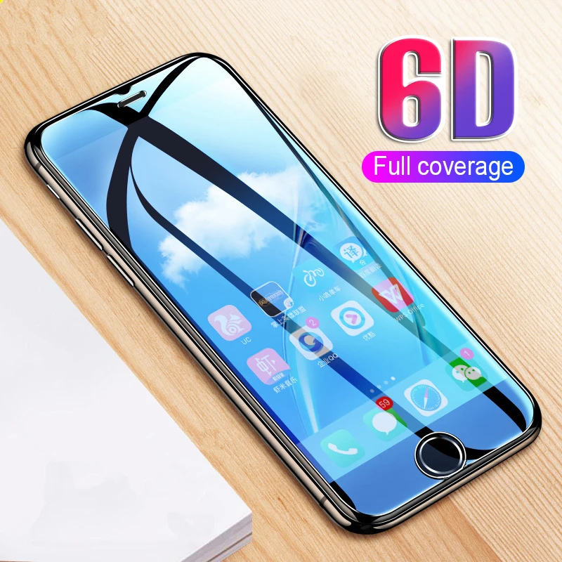 

6D Curved Edge Protective Glass on the For iPhone 7 8 6 6s Plus Tempered Screen Protector Film Full Cover Glass 7 8 Plus Film