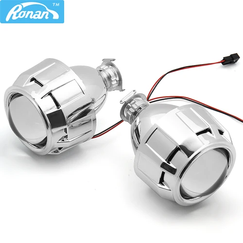 RONAN 2,5 HID Xenon конечные линзы проектора bi Xenon Парковка автомобиля стайлинг фары DIY лампа для H1Bulb с кожухами H4 H7 разъем - Цвет: Silver Shrouds Lens