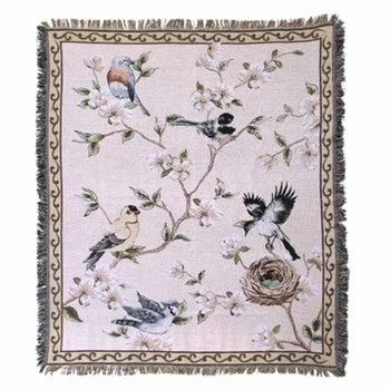 

Coarse cotton thread Hand-knit carpet thin blanket tie-dye Ethnic Art blanket bed cover living room bedroom Felts tapestry