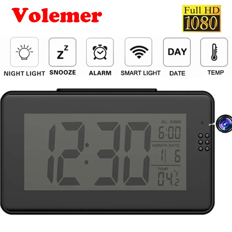 

Volemer HD 1080P Mini Wifi Camera Alarm Clock Camera Date Motion Detection Remote Video DV micro camera Surveillance Camcorder