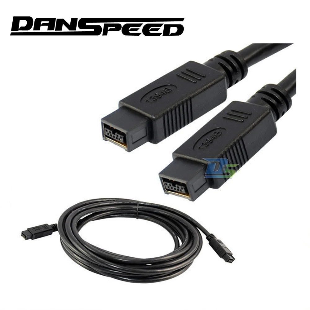 DANSPEED 6Ft 10Ft 15Ft FireWire 800 IEEE 1394B 9Pin Male to 9Pin Male