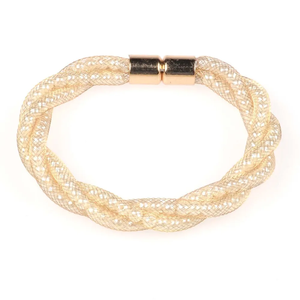 

Miasol Mesh Chain magnetic bracelets,unique designed braided weave hollow punk bracelet and bangle B1525