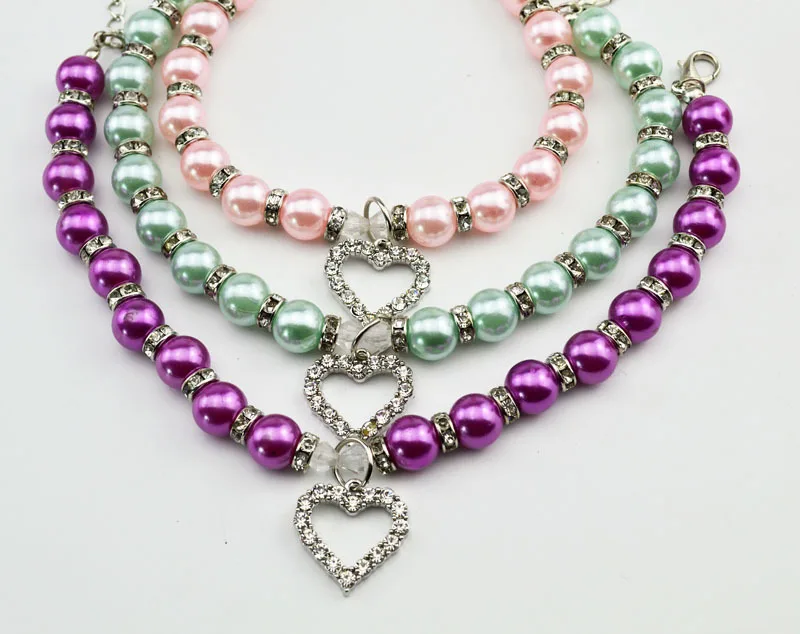 Fashion Pearl Pet Necklace for Dogs Cats Loving Heart Pendant Chihuahua Yorkie Dog Necklace Pet Accessories Puppy Dog Products9