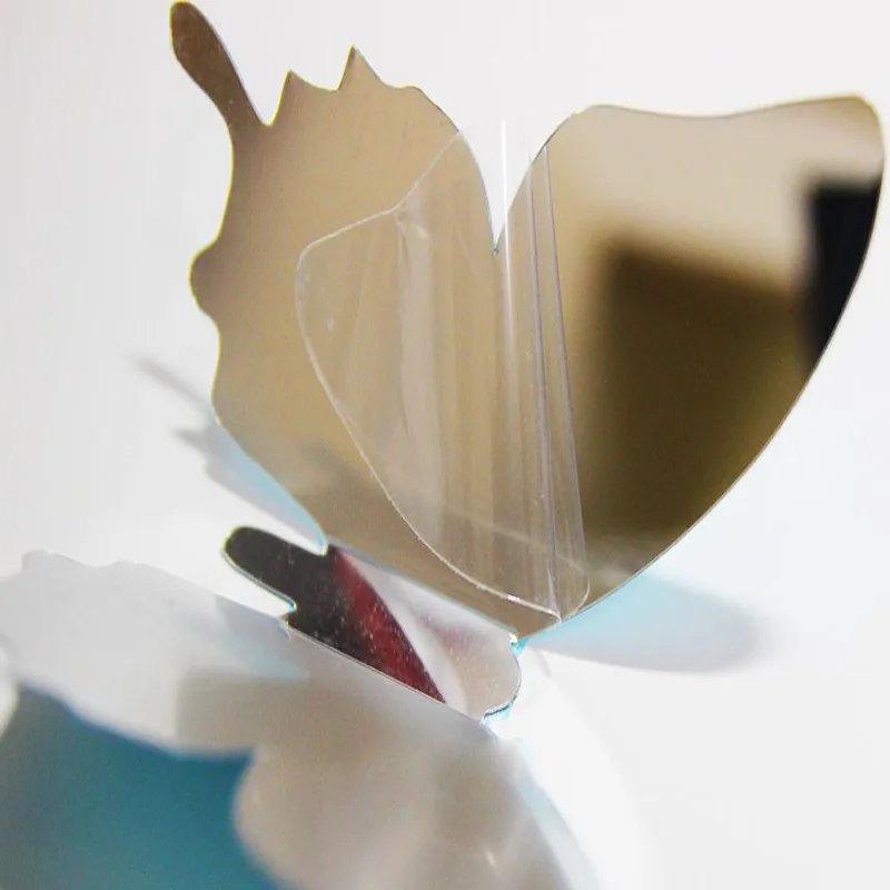 12 шт./компл. зеркальные Серебристые 3D наклейки для украшения комнаты дома спальни