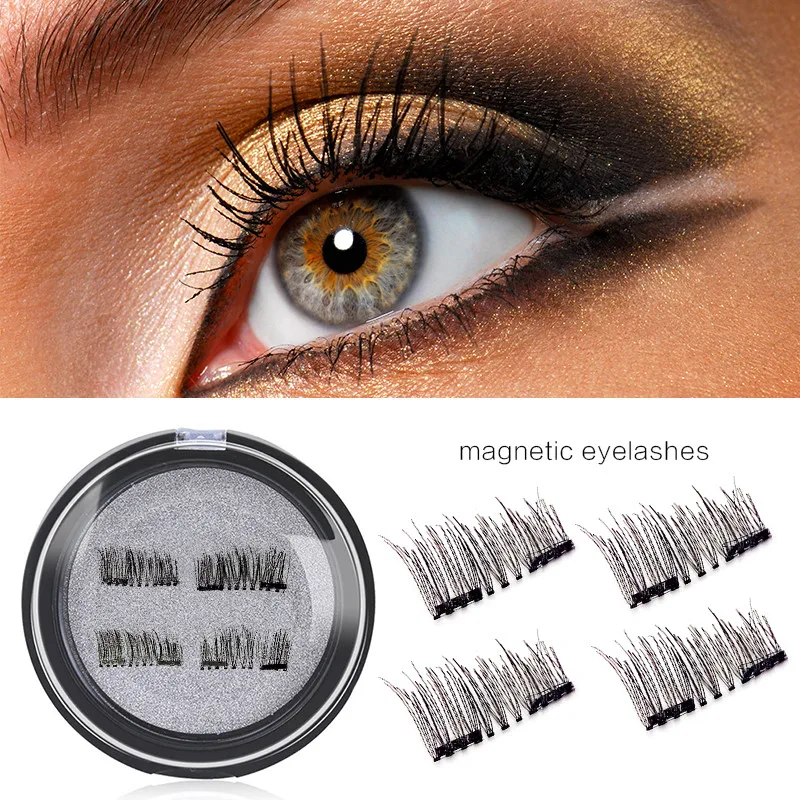 

Natural Double Magnetic Eyelashes Reusable 3D Lashes 4 pcs/pair Magnetic Lashes False Eyelashes High Quality Makeup Maquiagem