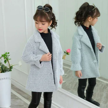 

Girls Wool Coat Children New Autumn Winter Warm Outwear Fashion Children's Clothing Turn-Down Collar Kids Girls Jackets Coats