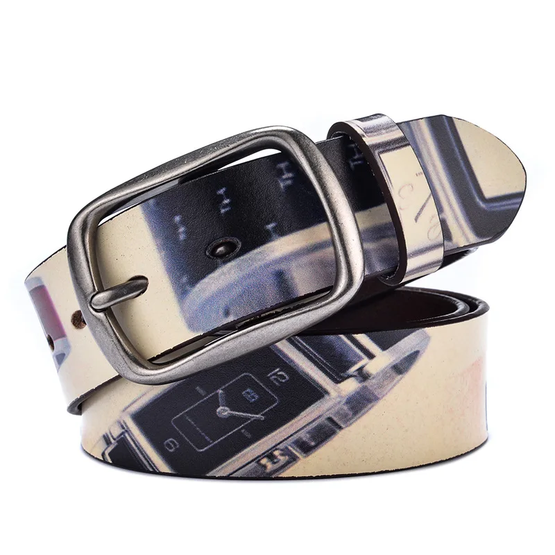 

Fashion Womens Belt Cowhide Leather Fringe Belt Mens Luxury Belts Smooth Buckle Belts High Quality Printing Belt Width 3.7 CM