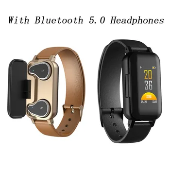 

2-IN-1 Smart Watch Wristbands Sport Watch Fitness Bracelet With Bluetooth 5.0 Headphones Blood Pressure Measurement
