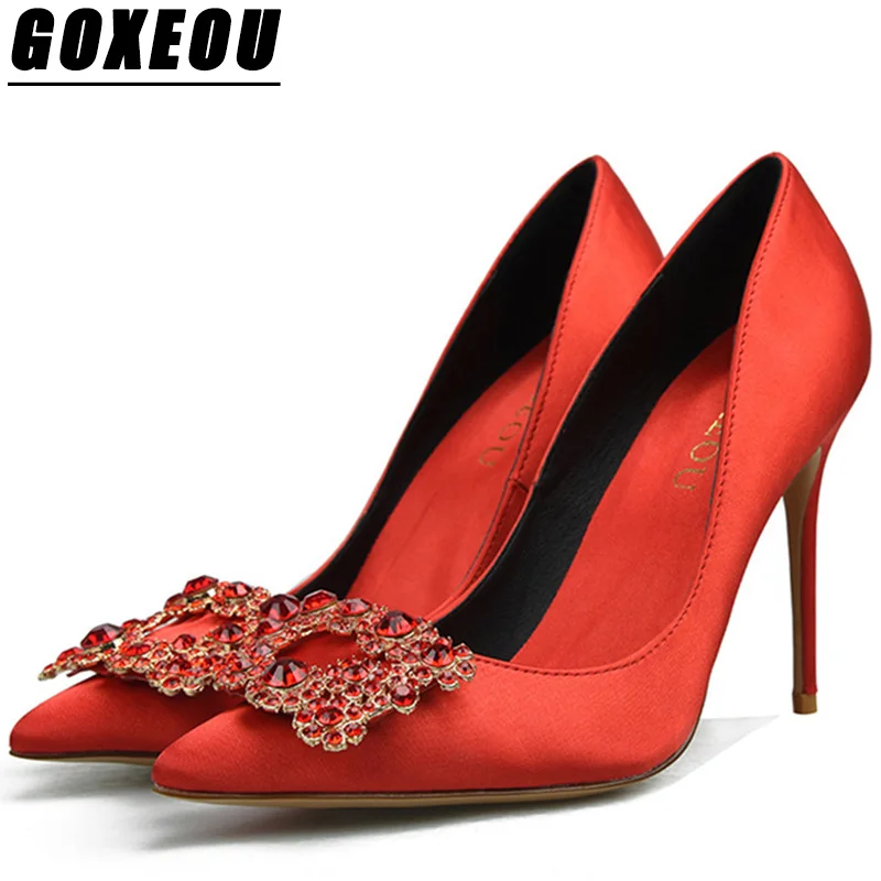 

GOXEOU Elegant Womens Pumps Thin Heels Pointed Toe Shoes Woman Brand High Heels Casual Fashion Plus Size Women High Heel Shoes