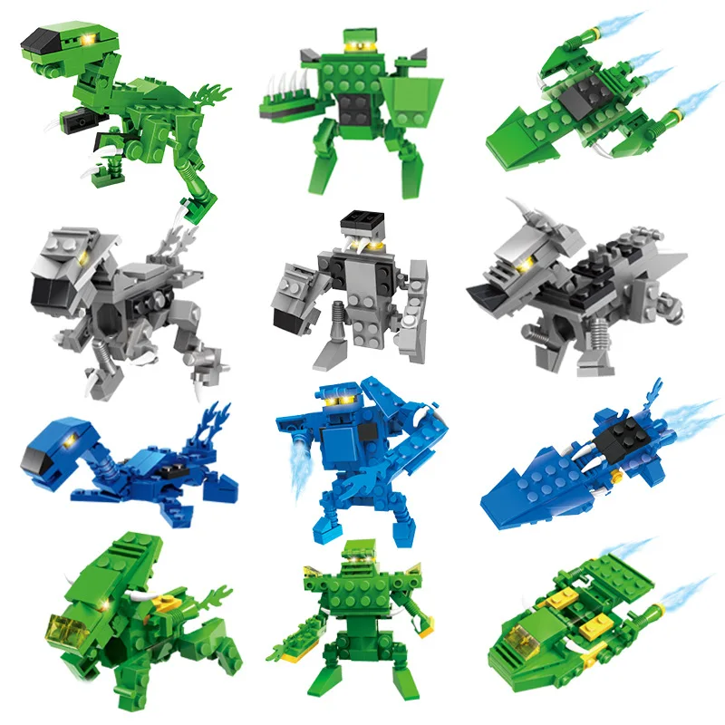 

SLPF Children Assembled Plastic Puzzle Blocks Twisted Egg Dinosaur Model Small Particles 1 Change 3 Spell Inserted Earlytoys D03