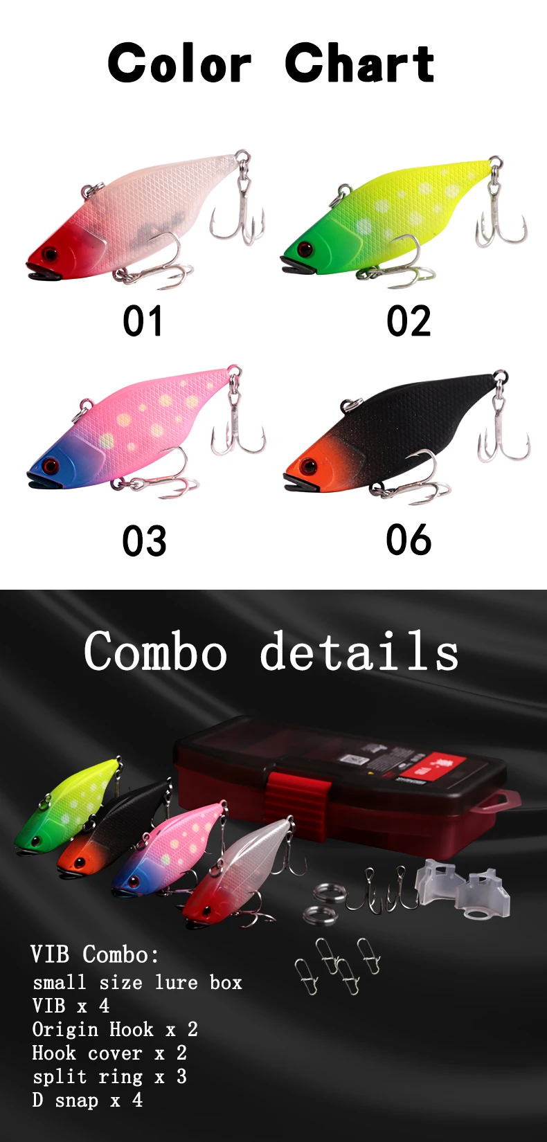 Kingdom Fishing Lure Set With Box 10.5g70mm Slow Sinking Metal Fishing Lures VIB Sets Wobblers Model 5297TZ (1)