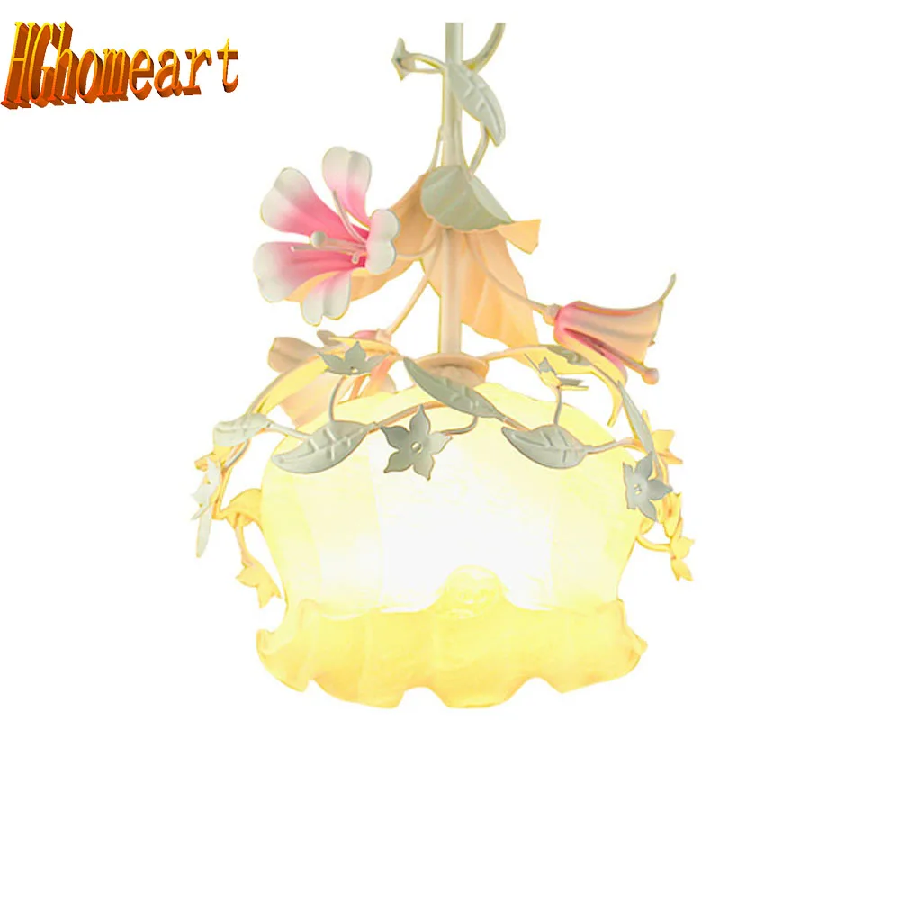 

Top Nordic Simple Romantic Pastoral 110v-220v Led pendant lights E27 Cute Flowers Single Head Led Modern Pendant Lighting Lamp