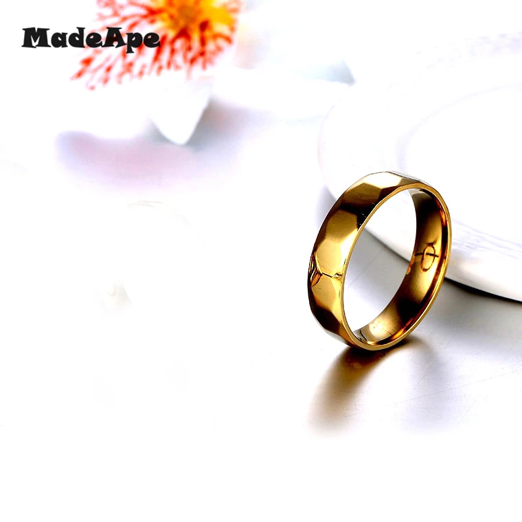 MadApe Promotion Gold Color Ring Wedding Rings For Women Stainless Steel Couple Jewelry