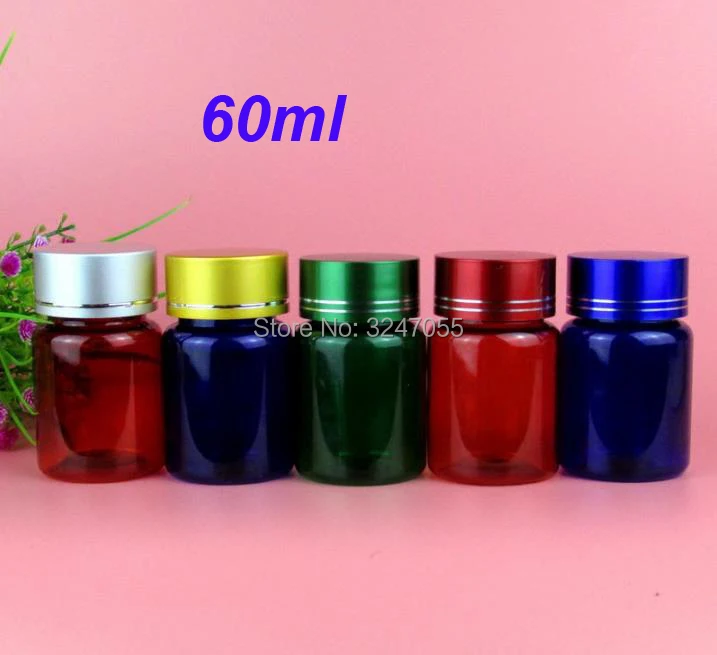 60ML30/50/100 pcs пустая зеленая Пластик таблетки упаковка бутылки, ПЭТ голубой капсулы для хранения бутылки, Планшеты многоразовый контейнер