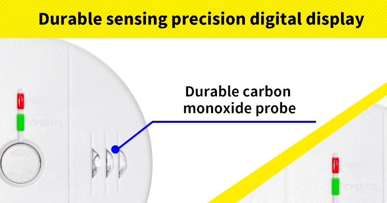 Независимый датчик угарного газа детектор CO сигнализация с цифровым ЖК-дисплеем и 85 дБ голосПредупреждение на батарейках Белый