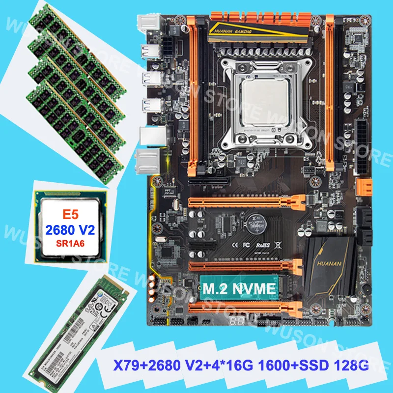 Best Price HUANAN ZHI motherboard with M.2 128G NVME SSD discount X79 motherboard with CPU Xeon E5 2680 V2 SR1A6 RAM 4*16G DDR3 1600 RECC Best Price HUANAN ZHI motherboard with M.2 128G NVME SSD discount X79 motherboard with CPU Xeon E5 2680 V2 SR1A6 RAM 4*16G DDR3 1600 RECC