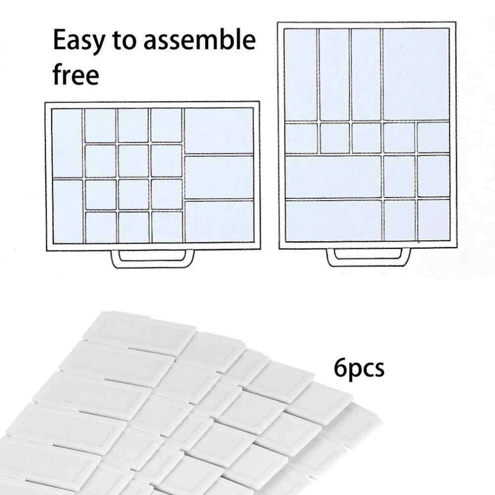 6 шт., хорошее качество, практичный пластиковый ящик-сетка, сделай сам, разделитель, бытовые, офисные предметы первой необходимости, органайзер-разделитель для хранения, белый