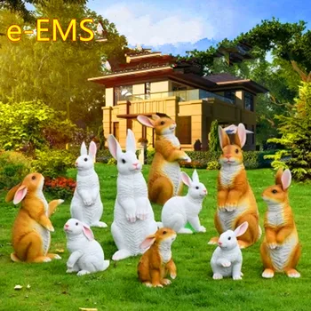 

Simulation Animal Rabbit Creative Resin Craftwork Statue Pastoral Style Garden Courtyard Decoration G2463