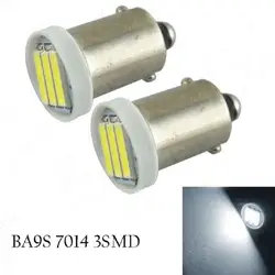 1 пара BA9S T4W 2 W 3 светодиодный 7020 SMD светодиодный Белый свет 6500 K Авто Резервное копирование заповедник лампы DC 12 V