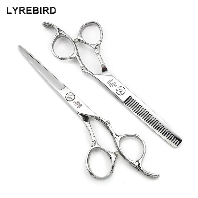 

Professional Hair Scissors 6 INCH Barber Scissors Haircut Scissors Rose Flower Handle Lyrebird HIGH CLASS NEW