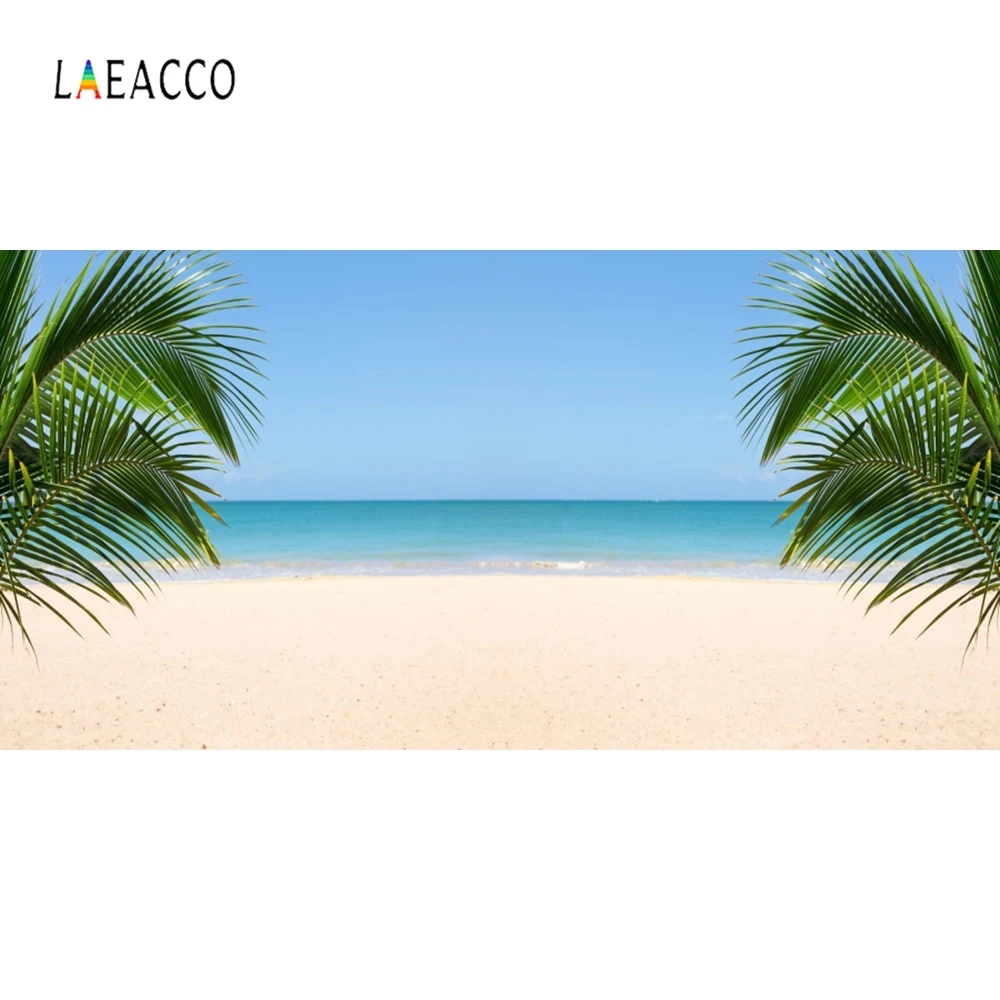 

Laeacco Summer Seaside Beach Palm Tree Backdrop Photography Backgrounds Customized Photographic Backdrops For Photo Studio