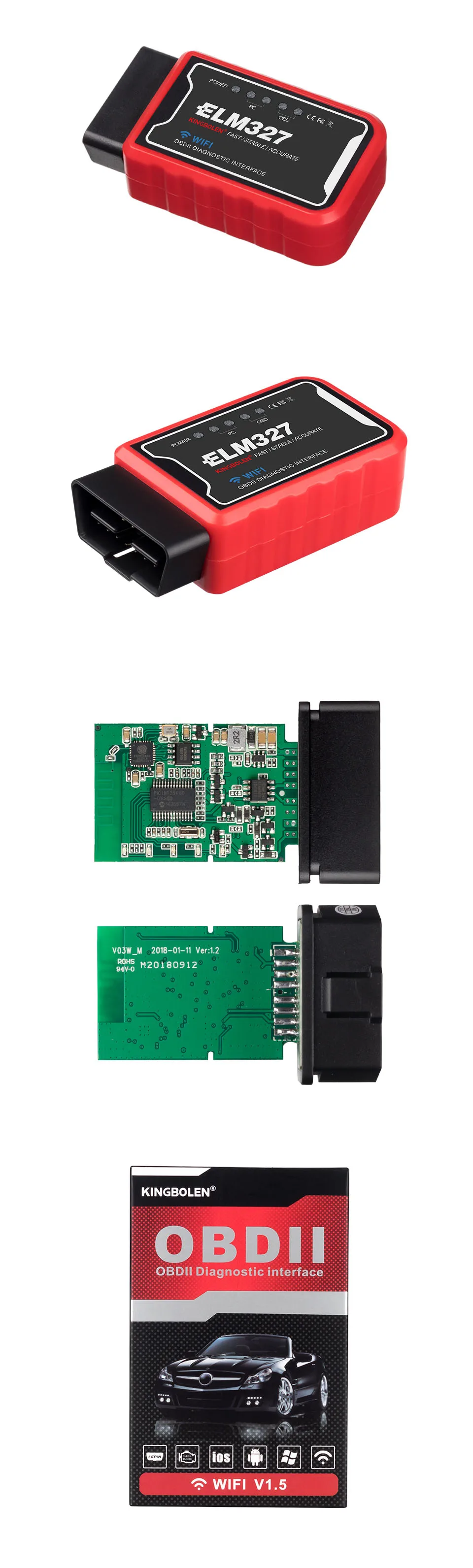 Pic18f25k80 чип мини elm327 WiFi/BT OBDII V1.5 считыватель кодов OBD 2 сканер ELM 327 Wifi диагностический инструмент для iOS/Android