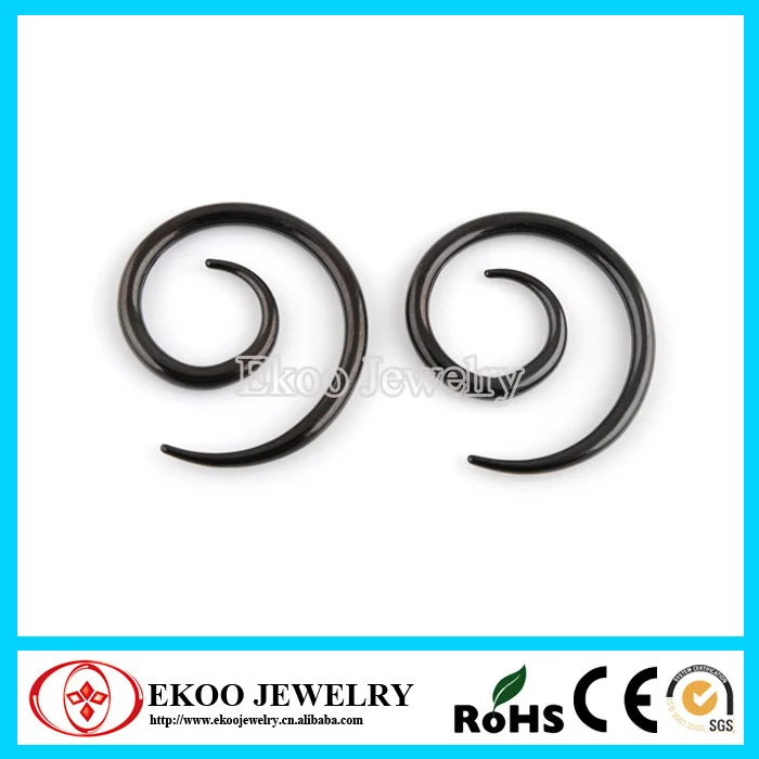 

Black Titanium Anodized over 316L Surgical Steel Spiral Ear Plug 1.0mm-3mm Lot of 30pcs