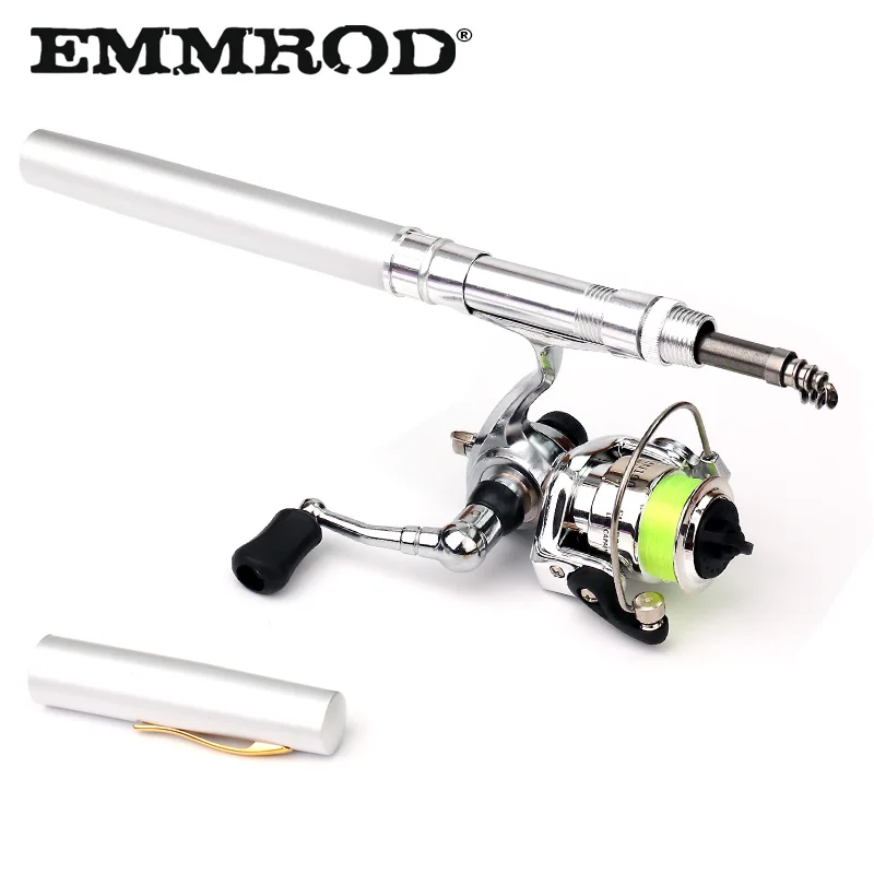 EMMROD 2018 New Spinning Pen Fishing Rod Telescopic 1M 1.4M 7 Colors With 1 metal wheel Children's gifts