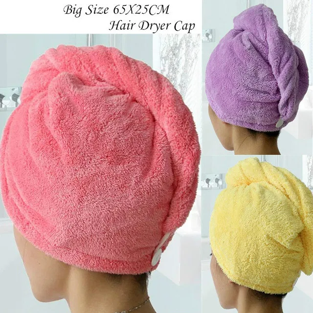 

25x65cm Women Bath Cap Super Absorbent Quick-drying Microfiber Hair Dry Cap Salon Showl Gel Tool Accessorie Bath & Shower