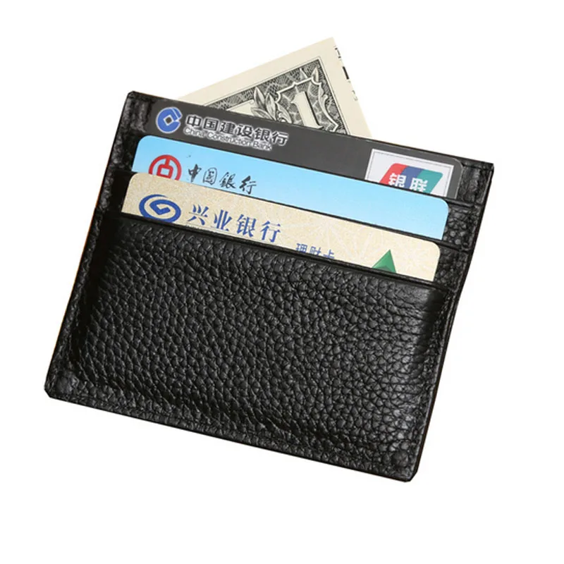 1pcs men s women genuine leather credit card holder wallet business card pocket tarjeteros de bolsillo