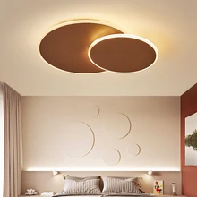 Круглый DIY вращающийся современный светодиодный потолочный светильник для гостиной, спальни, кабинета, белый/коричневый цвет, светодиодный потолочный светильник