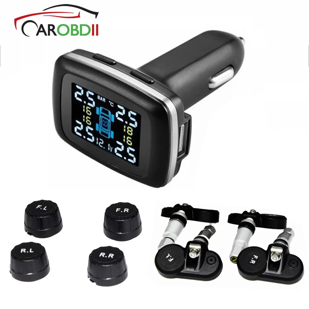 

Car TPMS Tire Pressure Alarm Car Charger Real Time Digital Tire Pressure Monitoring System Wireless