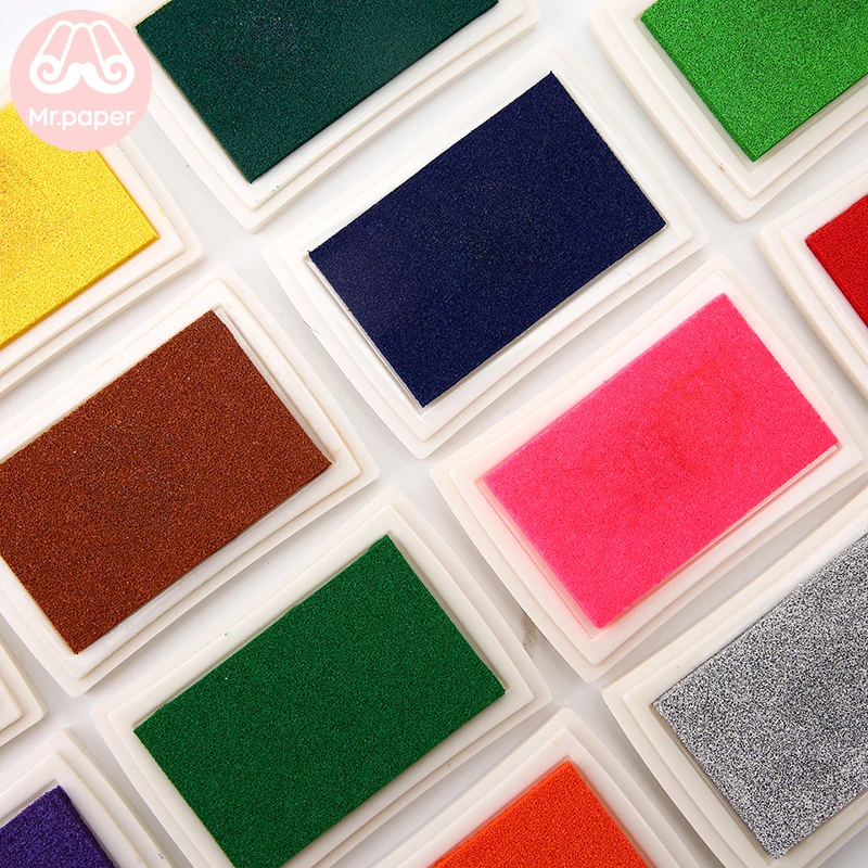 Mr Paper 15 Colors Inkpad Handmade DIY Craft Oil Based Ink Pad for Fabric Wood Paper Scrapbooking Ink pad Finger Painting 2 Mr Paper 15 Colors Inkpad Handmade DIY Craft Oil Based Ink Pad for Fabric Wood Paper Scrapbooking Ink pad Finger Painting 2