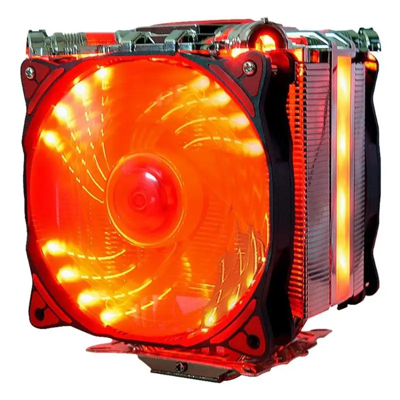 

5xHeatpipes LED Dual Computer CPU Cooler Rifle Bearing Temperature Monitor Mute Cooling Fan Heatsink Radiator