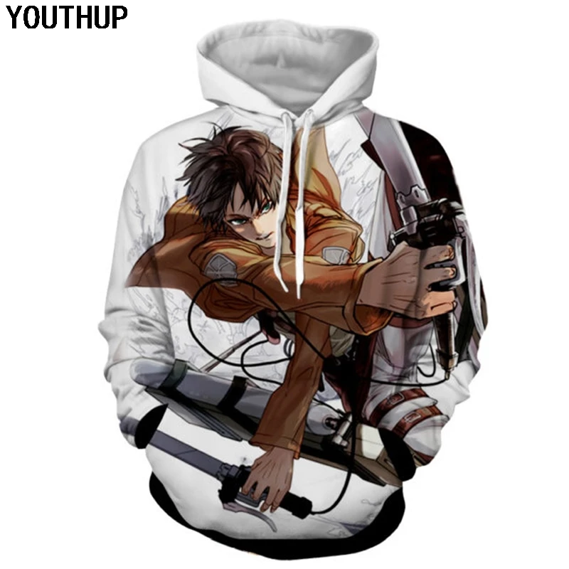 YOUTHUP 2020 New Men's 3d Hoodies Fashion Titan Full Printed Hooded Pullovers Male Cool Anime 3D Sweatshirts | Мужская одежда