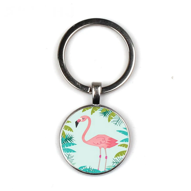 

Hot Sell Simple Pink Cute Keychain Nordic Style Palm Leaf Flamingo Key Chain Small Gift Car Bag Charm Keyring Accessories