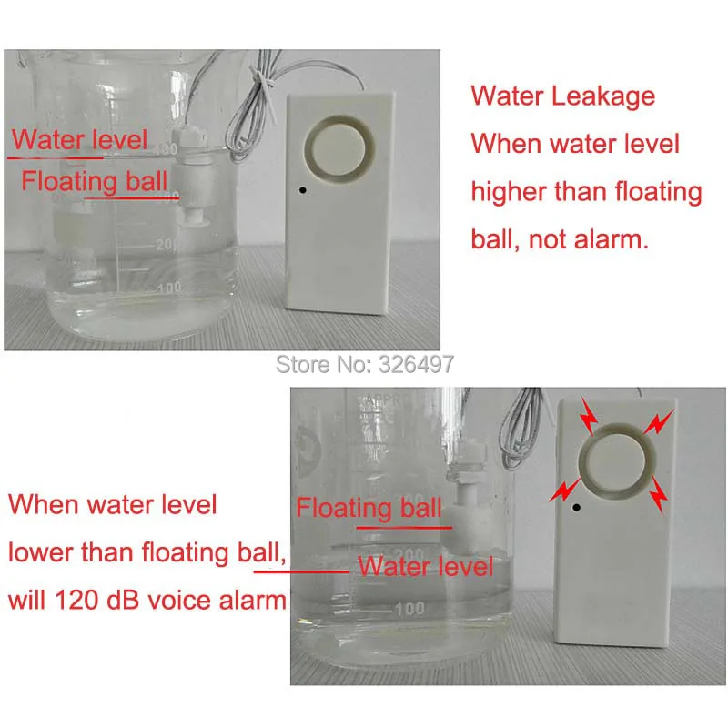 High Decibel Alarm Alert Detector Water Level Leak Sensor System Home Security