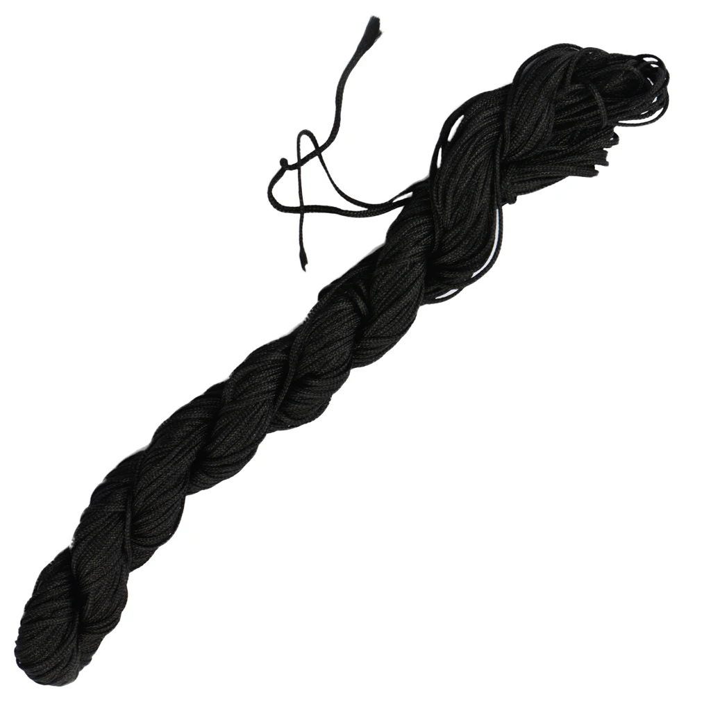 60 meters Nylon Braided Cord Macrame Beading DIY Thread String Kumihimo 1mm - Rainbow & Black