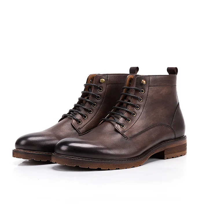QYFCIOUFU/Новинка; винтажные мужские ботинки «Челси»; высококачественные модные ботильоны на шнуровке; удобные повседневные ботинки из натуральной кожи