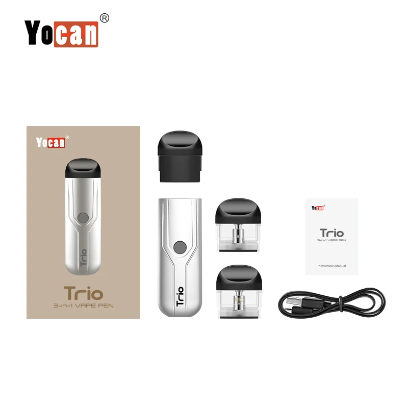 Yocan Trio 3в1 pod Kit 1,0 мл с аккумулятором 500 мАч электронная сигарета Trio vape ручка с для КБР сок воск испаритель