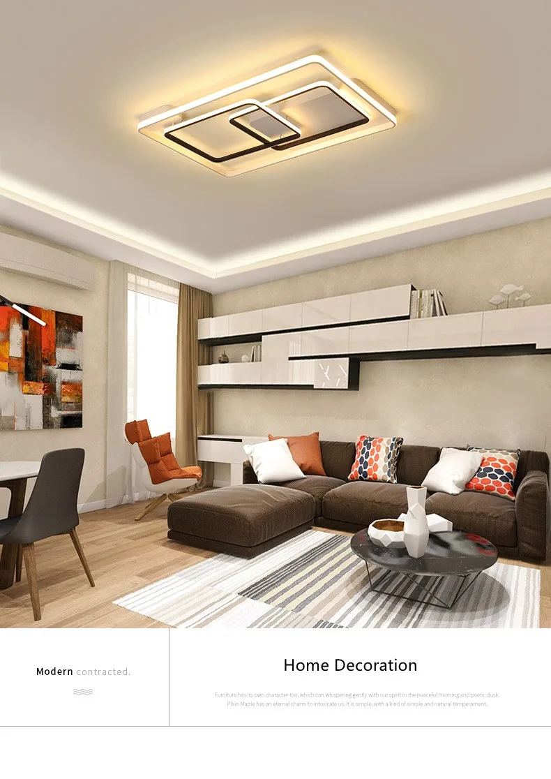 Ceiling Lamp Modern Led Acrylic Shade Living Room Lighting Fixture Bedroom Kitchen Surface Mounted Ceiling Light Aluminum Body lamparas de techo 8