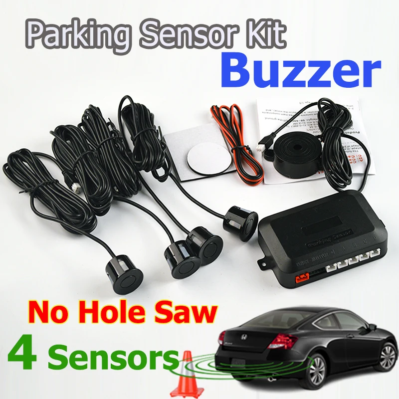 4 Sensors Buzzer No Drill Hole Saw 22mm Car Parking Sensor Kit Reverse