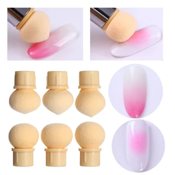 

Replaceable Double Dotting Gradient Nail Art Pen Brush Painting Printing Pen Tools UV Gel Nail Art Brush Sponge Heads 6 Pcs