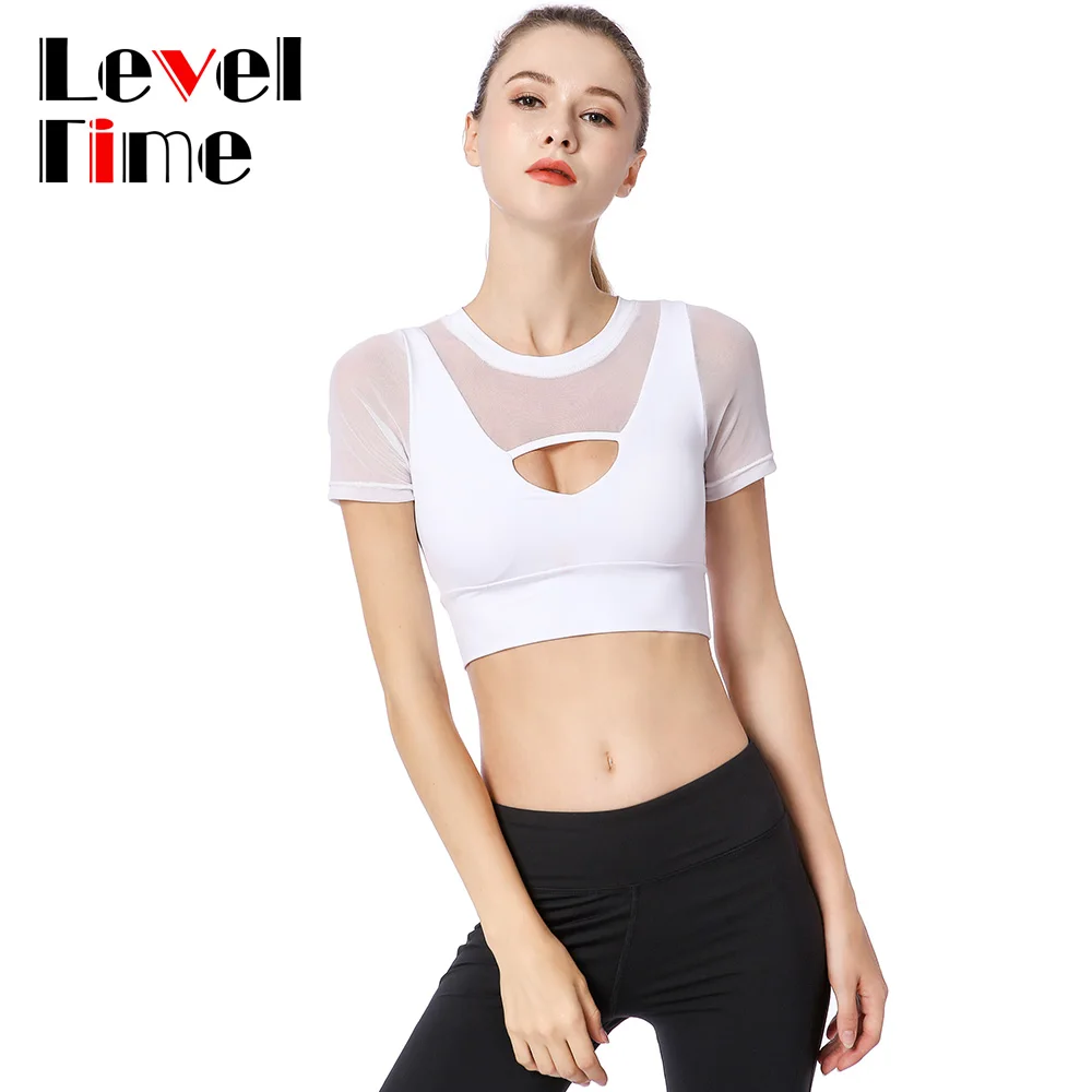 LT068002 2018 New Pro Sports Bras Women Reflective Safety Vest Simless Yoga Lady Trainning Tank Tops Female Mesh Hollow Out | Спорт и