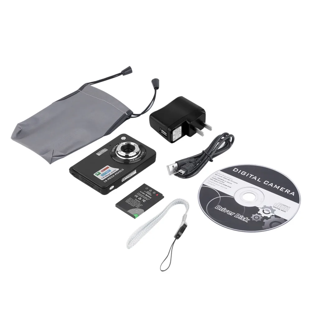 Black 9.5 * 6 * 2.5cm TF card JPEG / AVI CMOS Senor 2.7'' TFT LCD HD 720P 18MP Digital Camcorder Camera 8x Zoom Anti-shake US