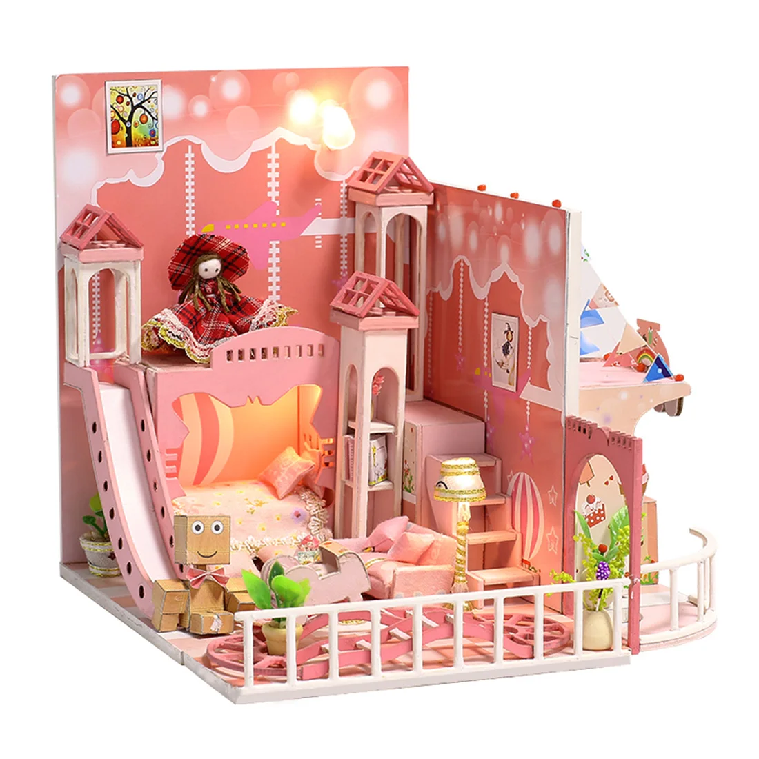 

DIY Creative Handmade Doll House Theme 3D Wooden Cabin Assembly Building Model Toy Gift Set For Kids Girls - Fantasy Fairy Tale