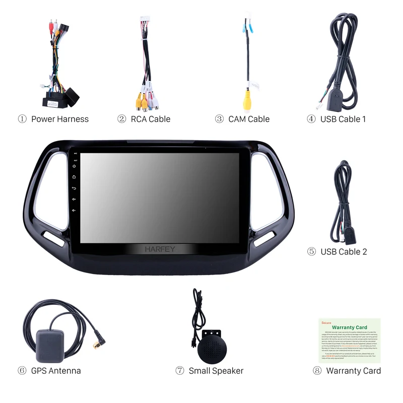 Discount Harfey for 2017 Jeep Compass Head Unit GPS Navigation Android 9.0 10.1" USB Mirror Link Bluetooth WIFI Support DVR OBD2 SWC 4