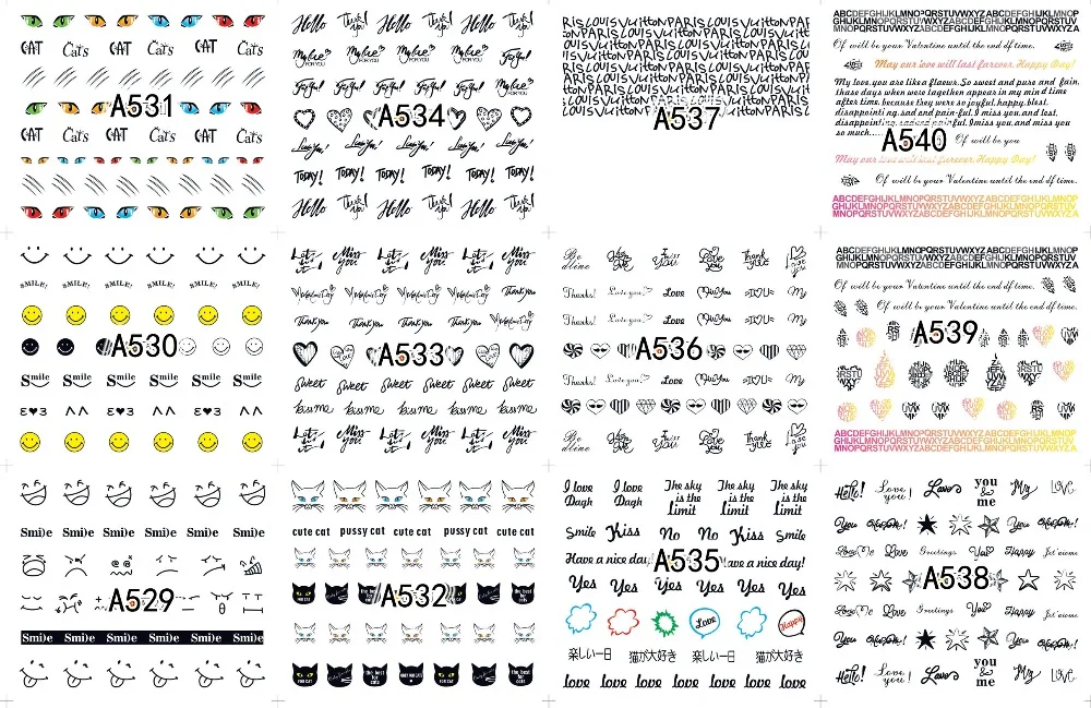 12 sheets lot water transfer nail art decorations stickers decals manicure nails supplies tool Cute animal cat dog rabbit