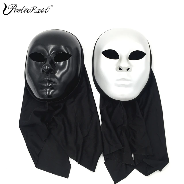 PoeticExst adult cosplay white and black full face plastic funny mime