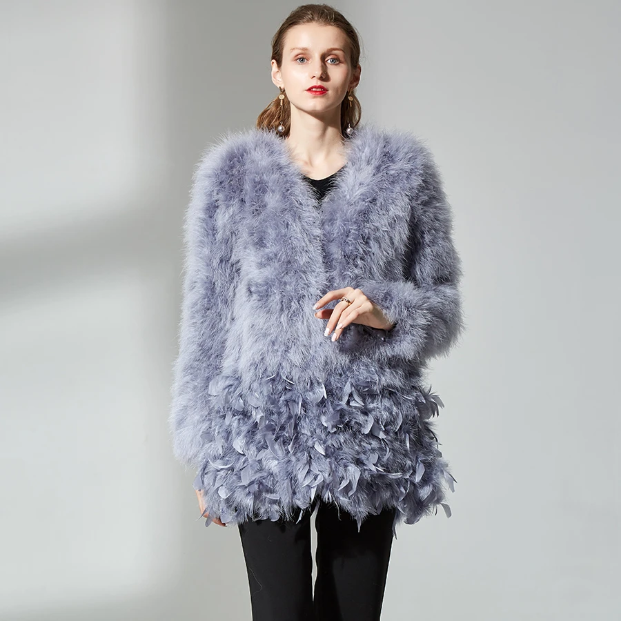 feather long coat